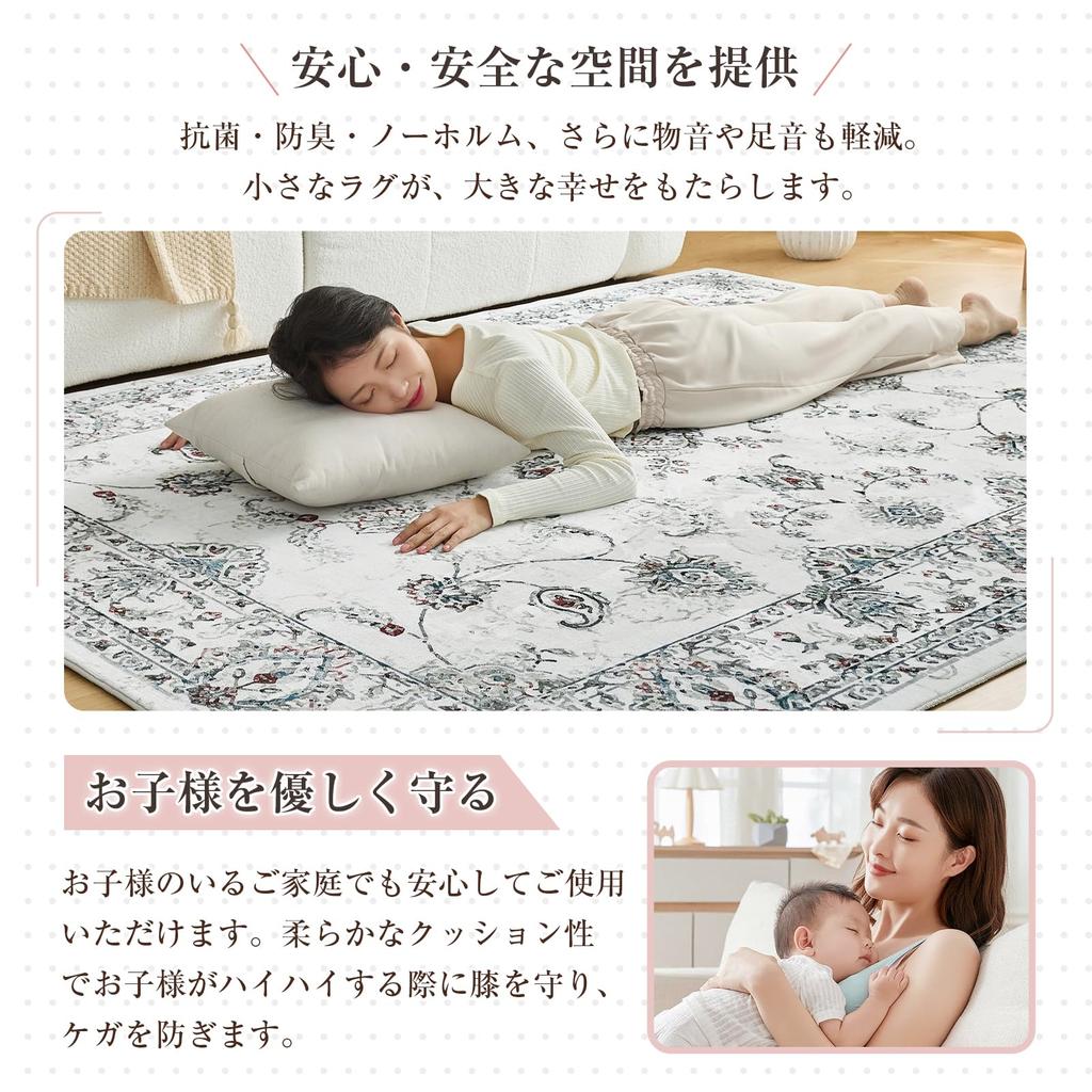 HARUMIN Nordic Rug, Stylish Rug with Elegant Lustre. Persian-inspired, Thick 12mm Rug. Abrasion-resistant, lightweight, washable, and suitable for din