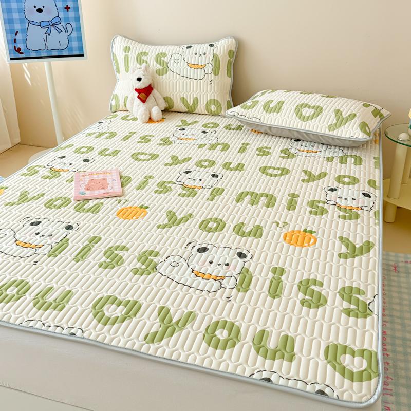 

Новый принт Натуральный латекс Наполнитель Летний комплект простыней Охлаждающее ощущение Шелк Утолщенный наматрасник и наволочка Мягкий ледяной шелк Охлаждающий коврик 90x200cm 2 pcs set