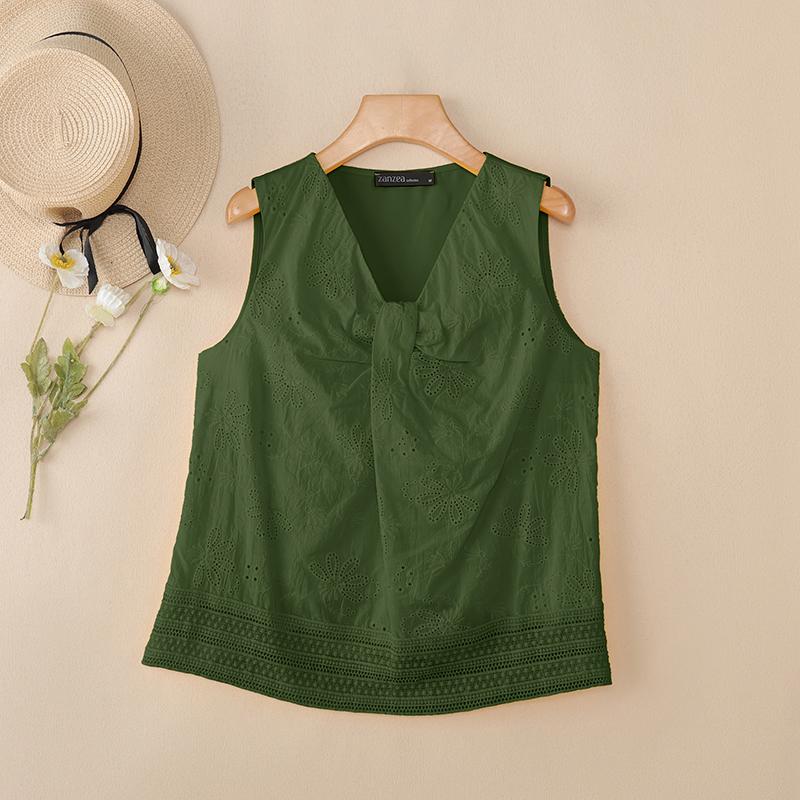 ZANZEA Women Casual V-Neck Summer Sleeveless Tank Tops