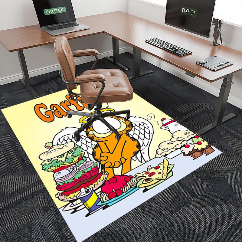 1 buc. Covoraș pentru Scaun de Birou Garfield cu Aripi de Înger - Design Anime Cartoon, Covor Antiderapant pentru Decor Acasă, Cadou Sezonier, Potrivit pentru Birou, Sufragerie, Dormitor