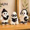 Vielseitige tägliche und Urlaubs-Wohnaccessoires Halloween Geisterfigur, Harz Cartoon Schreibtischornamente, Niedliche Statue Schwarz Weiß Ästhetische Raumdekoration