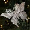 Glitzer-Schmetterling Weihnachtsblume Simulierter Exquisiter Künstlicher Schmetterling Clip Beflockte Pailletten Weihnachtsbaumdekoration