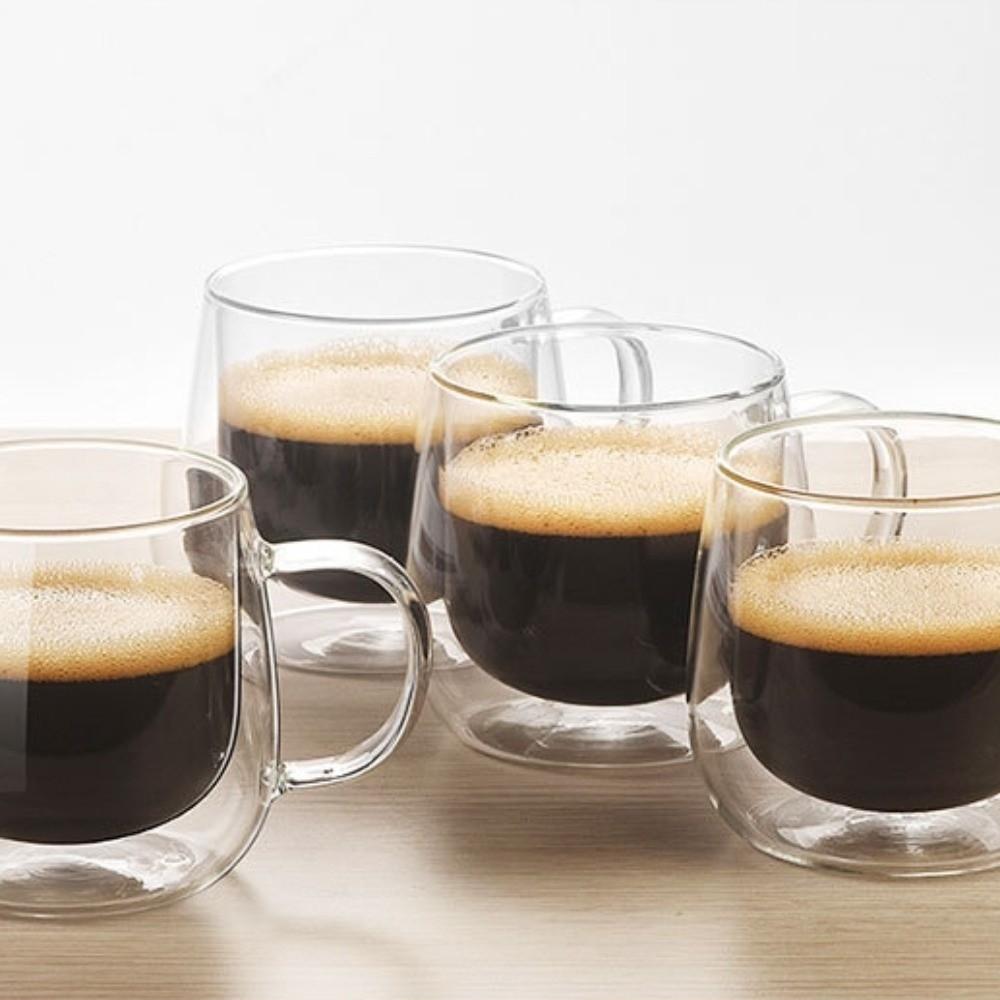 2pcs Heat Resistant Coffee Cup 300ml Tumbler Mug Home Bar Double Wall Glass Cup Set Couples Gift