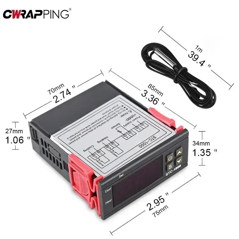 Temperature Controller STC-1000 Digital LED Heating Cooling Centigrade Thermostat 2 Relays Output with NTC Sensor Probe 12v 24v