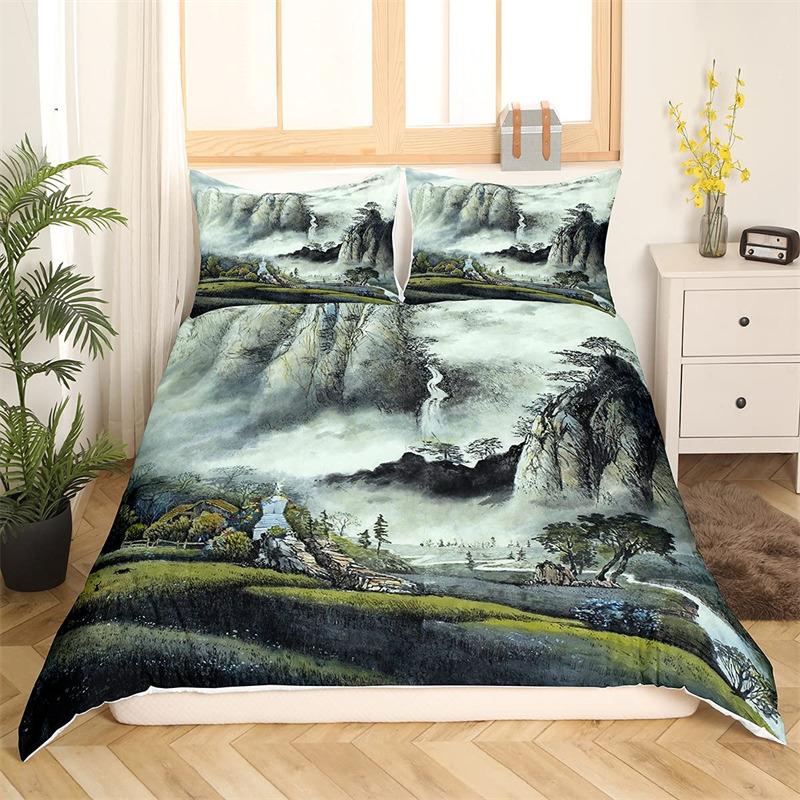 Povlečení s třešňovým květem Květina Větev Povlak na přikrývku Japonský styl Botanická krajina Malby Povlak na přikrývku Dekor do ložnice