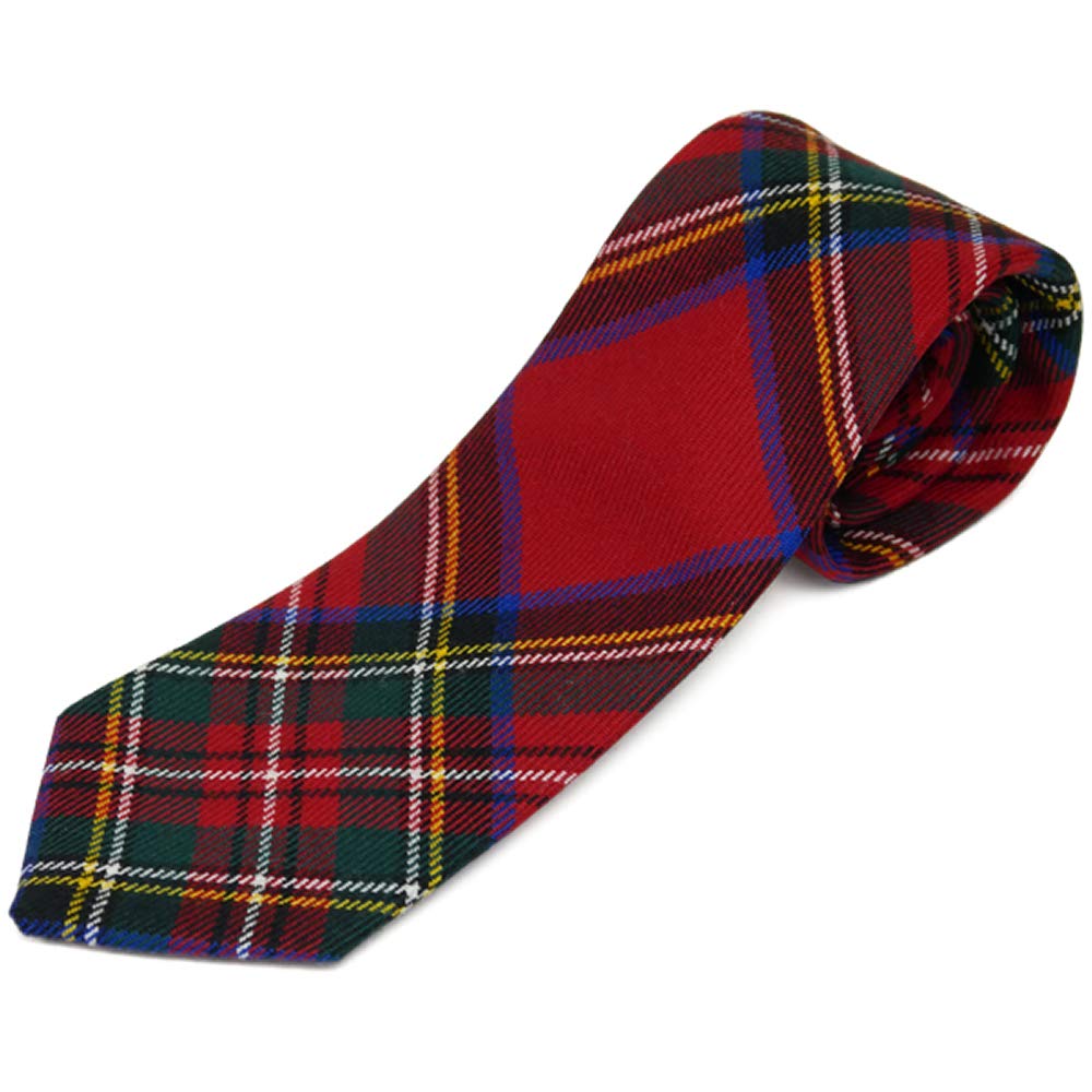 [Lochcarron] British Scottish-made tie, wool tartan check, favored by the British Royal Family (Royal Stewart)