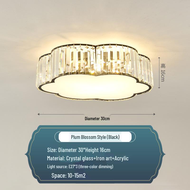 Modern Minimalist Round LED Crystal Ceiling Light for Bedroom, Living Room, Dining Room, and Study