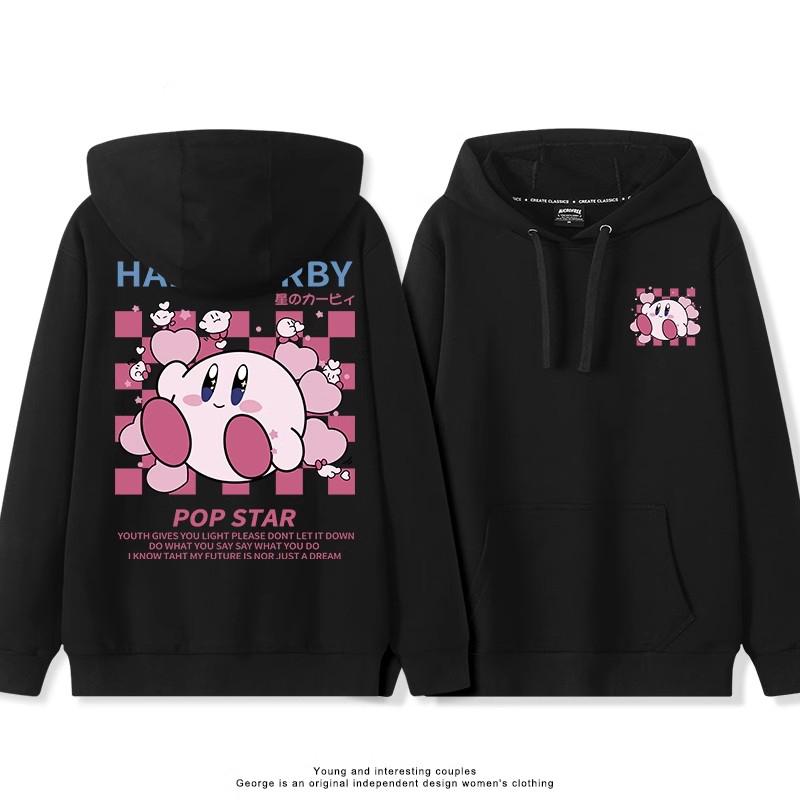 

2025 Japanese Cute Cartoon Star of Kirby Printing Sweater Women Couples Wearing Hooded Loose Tide Couple School Sweater L
