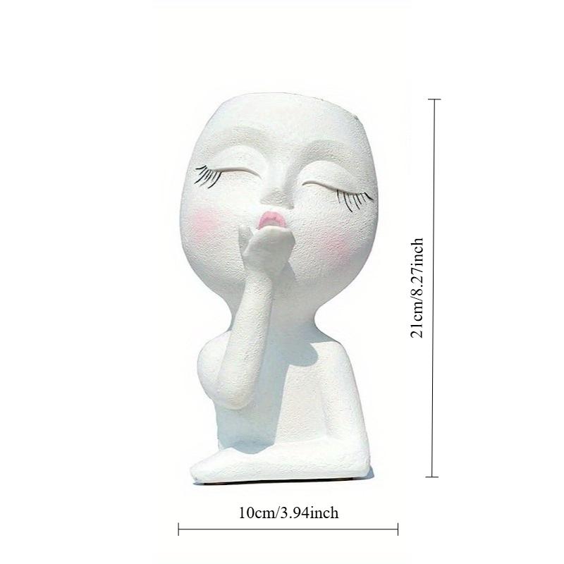 Gardening Creative Doll Resin Ornaments Succulent Flower Pot Green Plant Human Head Shape Flower Pot белый
