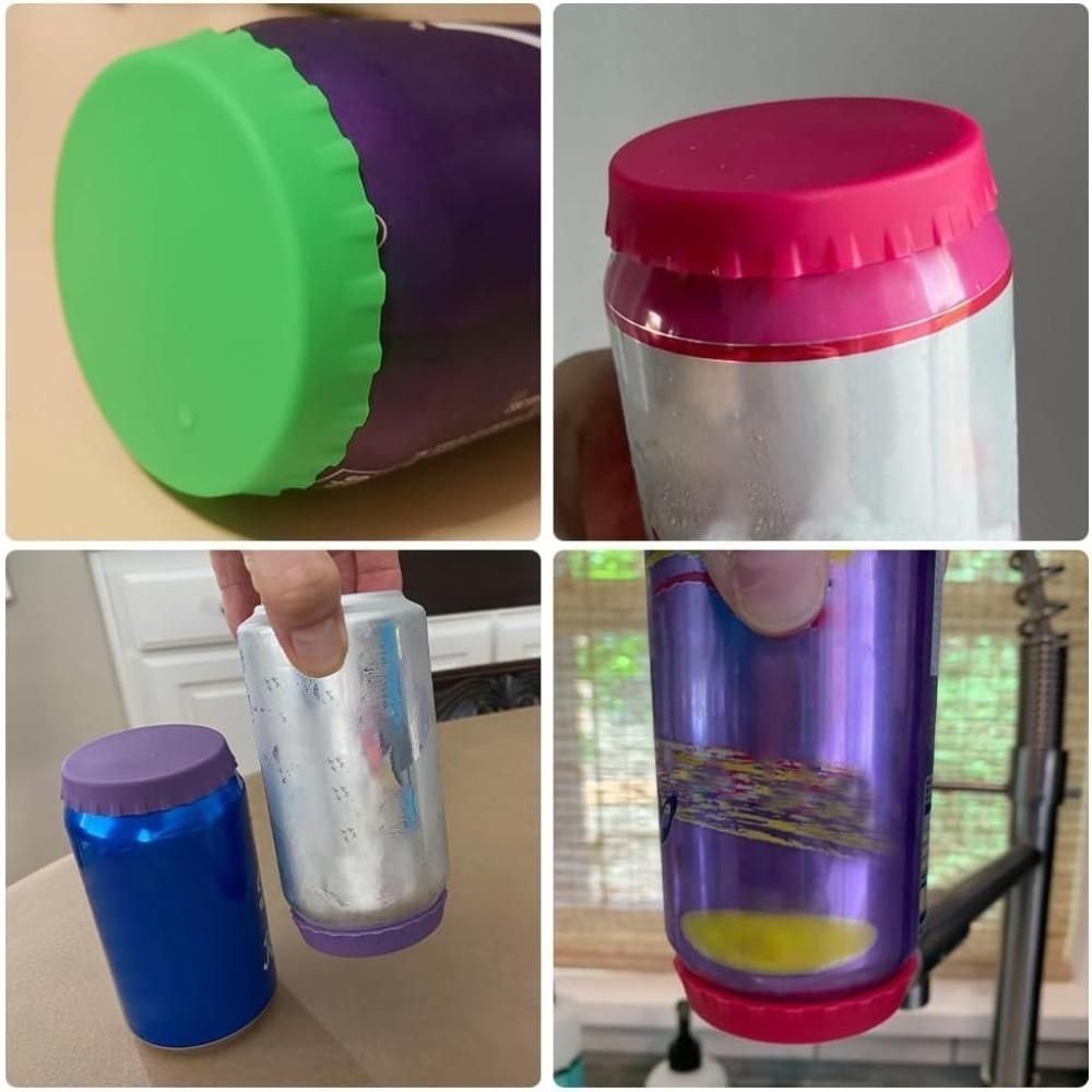 6 pack Silicone Jar Lids Covers and Protective Plugs for Standard Soda Cans Washable and Reusable for Soda Beer and Beverages