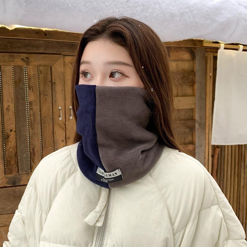 SAYI Winter Double-Layer Warm Neck Gaiter: Unisex Color Block Pullover Scarf for Cycling & Cold Protection