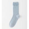 Female Spring and Autumn Solid Color Vertical Bar Hollow Fungus Lace Ballet Wind Drum Pile Socks