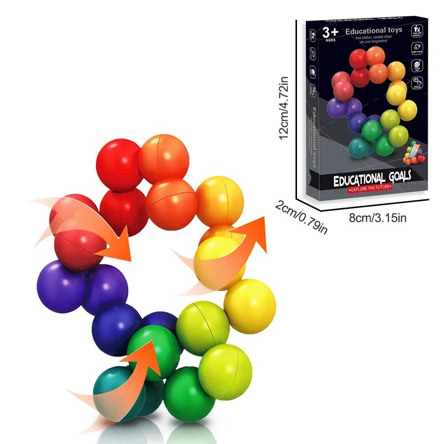 Fidget Toy Educational Color Ball 3D Puzzle Montessori Game Matching Shape Toy for Children Training Sensory Kids Adult Gift