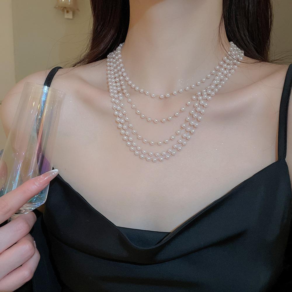 Pearl Multi-layered Pearl Necklace Jewelry Pearl Choker Daily Korean Pearl Necklace  Women