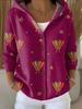 New V-neck button long-sleeved hooded sweater autumn and winter Christmas fashion personalized coat women