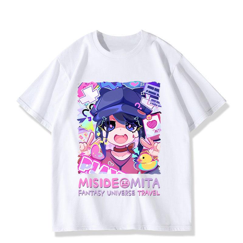 Miside Anime Peripheral Printed T-Shirt Men's Fashion Casual Wear Short Sleeve Loose and Comfortable T-Shirt Daily Men Clothing
