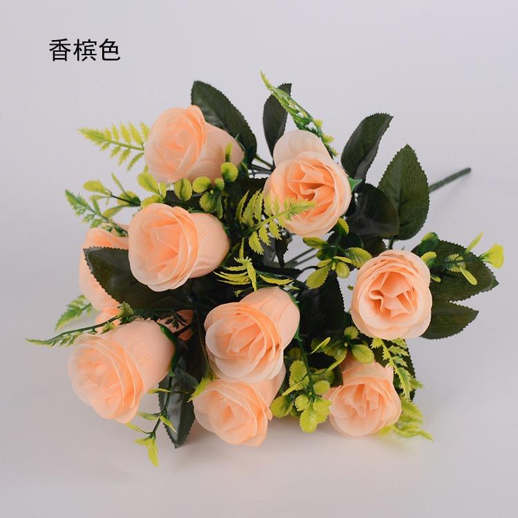 

12 Hands Rose Bridal Bouquet Realistic Bridesmaid Flower Arrangement Wedding Decoration Ornament Reusable Dustproof Faux Floral Centerpiece Easy Care