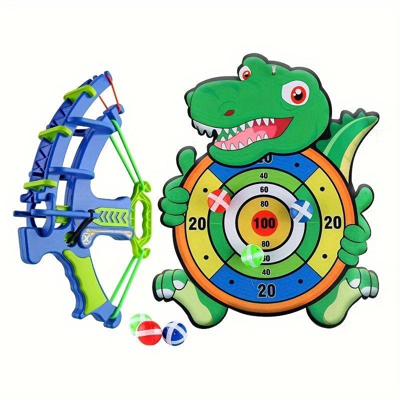 Multifunction Dinosaur Target Shooting Toy,1 Set Indoor Handheld Shooting Game Throwing Sticky Ball Bow and Arrow Toy,Valentine's Day Gift,Outdoor Toy
