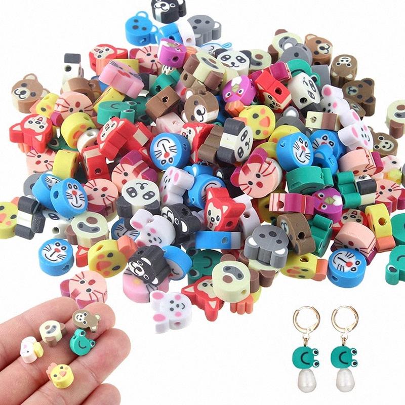 10mm Polymer Clay Beads - Fruit, Animal, Smiley Face Designs for DIY Jewelry Accessories