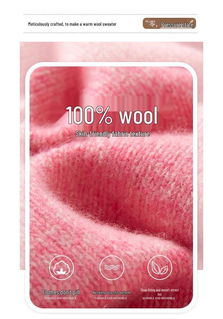 Women's Marled Yarn Pure Wool Long Sleeve Sweater, Half-High Neck Pullover for Autumn/Winter