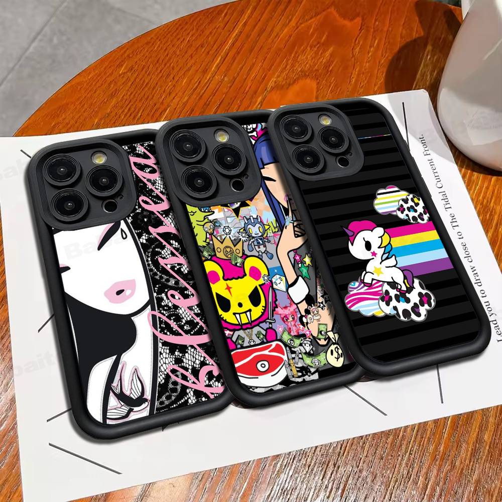 Japan Tokidoki For IPhone 17 Pro Max 16 15 14 13 12 11 Plus Black Soft Phone Cover
