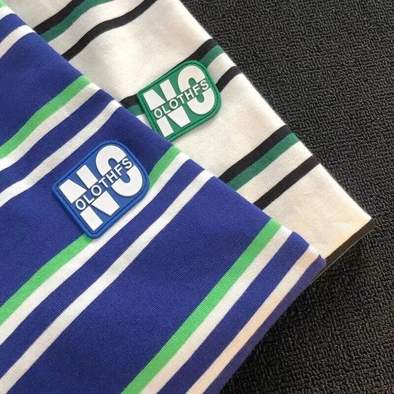 2025 Sommer neues Streifen Grafik T-Shirt für Damen Mode Tops weiß blau Damen T-Shirt Harajuku UNISEX Lässige Streetwear T-Shirts y2k Top