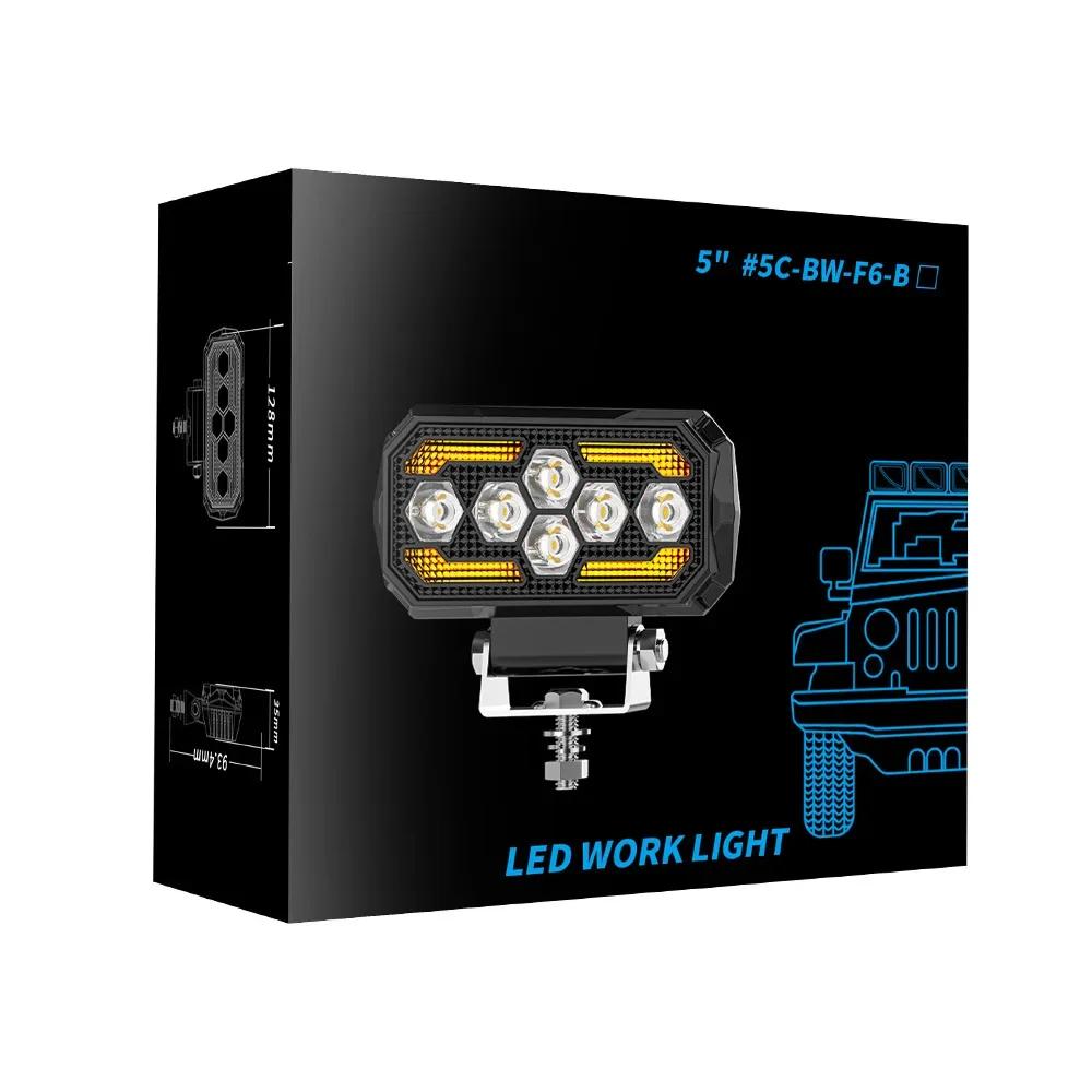 

5 Inch Rectangle DRL Day Running Lights Modified LED Work Lights Off-Road Vehicle Spotlights ATV SUV 4X4 Headlights Flash