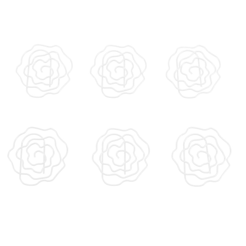 50pcs Paper Clips Cute Rose Shaped Decorative Metal Paperclips with Storage Box for School Office