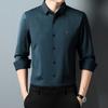 Spring and Autumn New Men's Casual Long-Sleeved Shirt Lapel Light Business Professional Seamless Adhesive Shirt Men