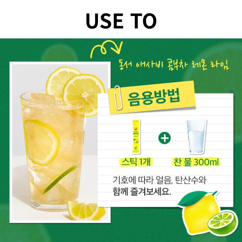 Kombucha Tea Powder Stick Lemon Lime Flavor 5g x 30 Sachets Korean Style Citrus Tea