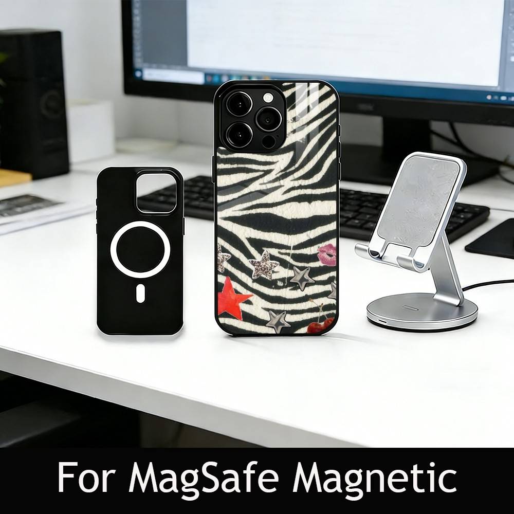 p-Zebra print Phone Case For iPhone17,16,15,14,13,12,11 Plus,Pro Magnetic For Magsafe Wireless Charging