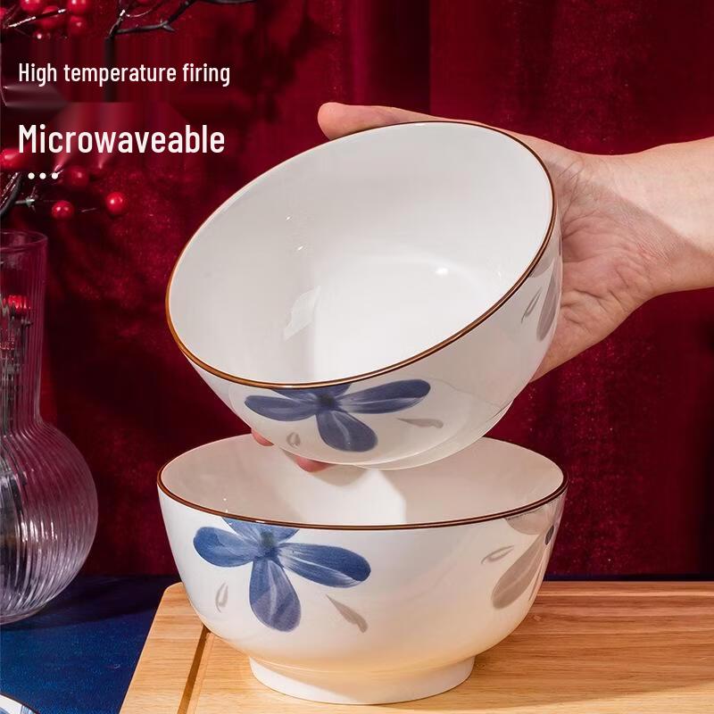 Jingdezhen Ink Orchid Ceramic Bowl 10-Piece Set