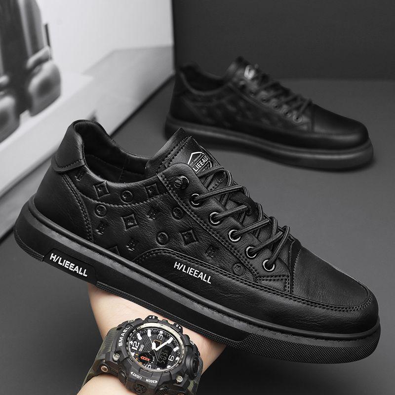 2025 Men's Summer Fashion Casual Non-Slip Leather Skate Shoes - Versatile and Wear-Resistant