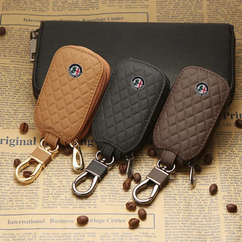 Car leather zipper key bag sports keyless storage bag For Alfa Romeo Giulia Giulietta 159 156 MITO Stelvio 147 zk2