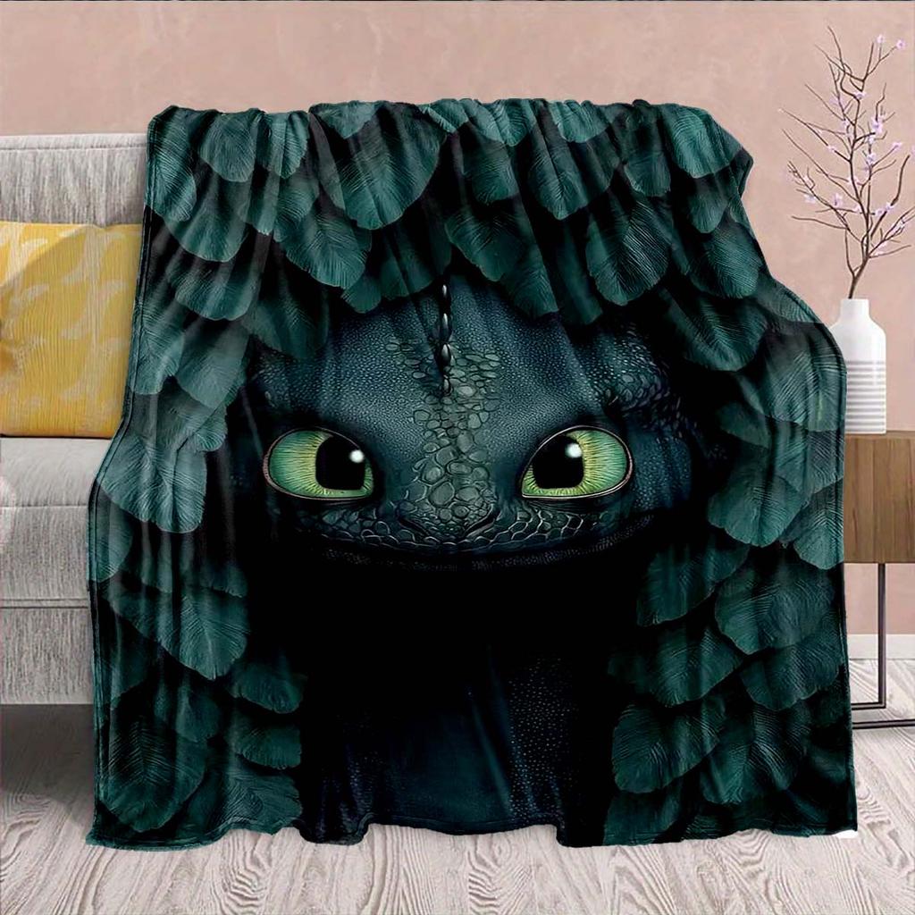 Black Dragon Stylish Flannel Blanket Dark Fantasy Dragon Soft Warm Cozy Throw Decor -QJY
