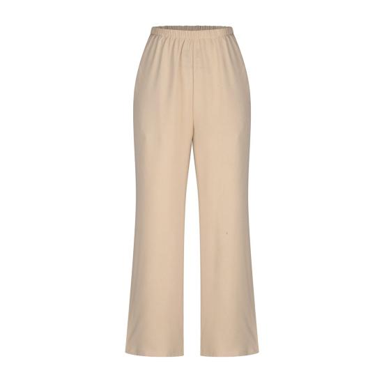 2 Pcs/Set Women Vest Pants Set Sleeveless V Neck Button Decor Wide Leg Straight Loose Solid Color Lady Top Trousers