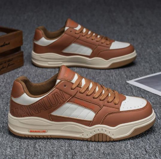 

Plus-size men s pu leather surface casual sports shoes new spring autumn casual sneakers shoes M1228 46 коричневый