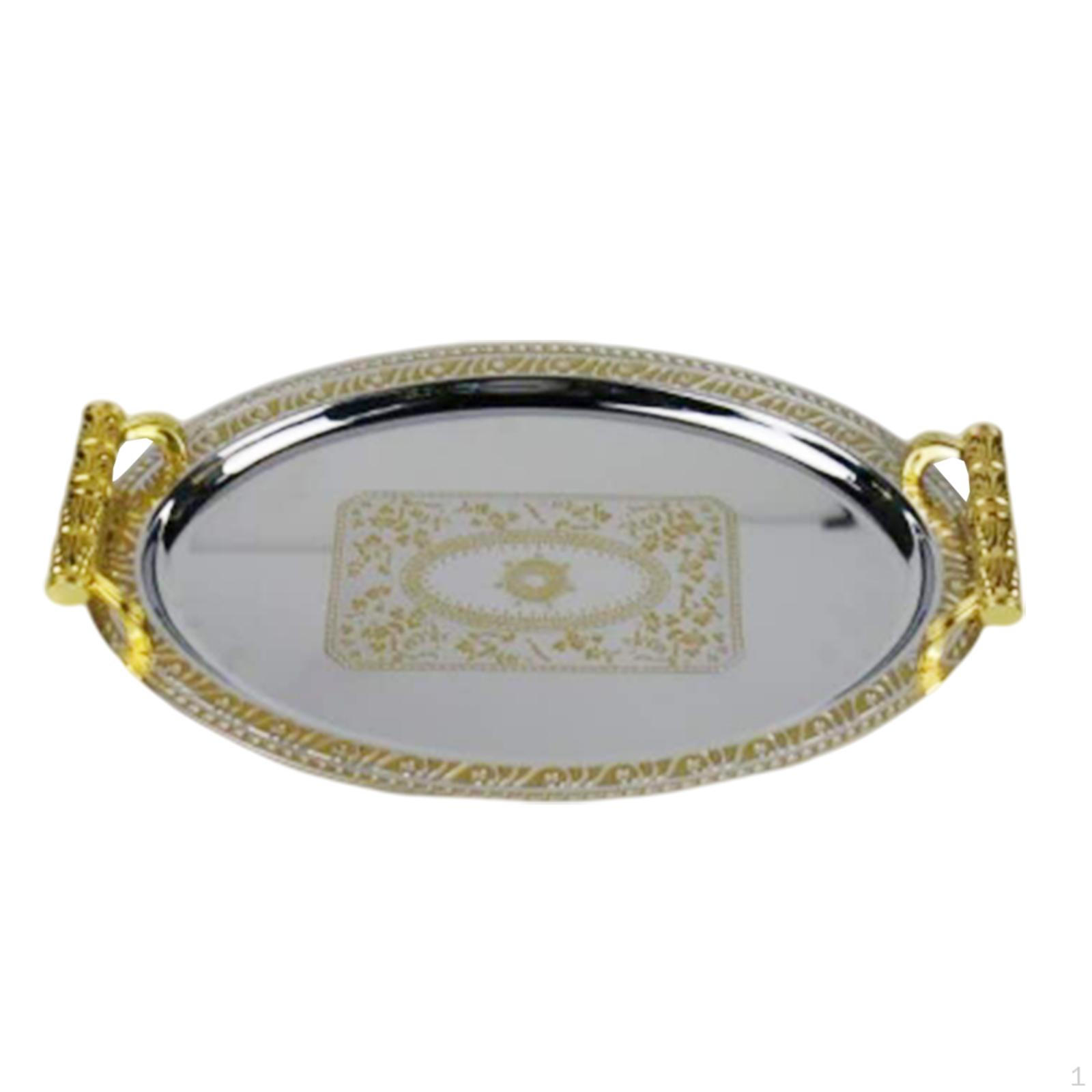 

Сучасний Елегантний Декоративний Піднос з Ручками Овальний Сервірувальний для Вітальні Вечірок Кавового Столика S