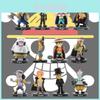One Piece Anime Figure Set Luffy Red Hair Shanks Buggy Moria And Brook Models