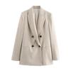 TAOP&ZA Women's Spring/Summer Double-Breasted Suit Jacket with Wide-Leg Pants - Commuting Style 