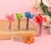 1:12 Dollhouse Miniature Jasmine Flower Vase Glass Dried Flower Vase Flower Arrangement Pot Doll Home Simulation Potted Plants