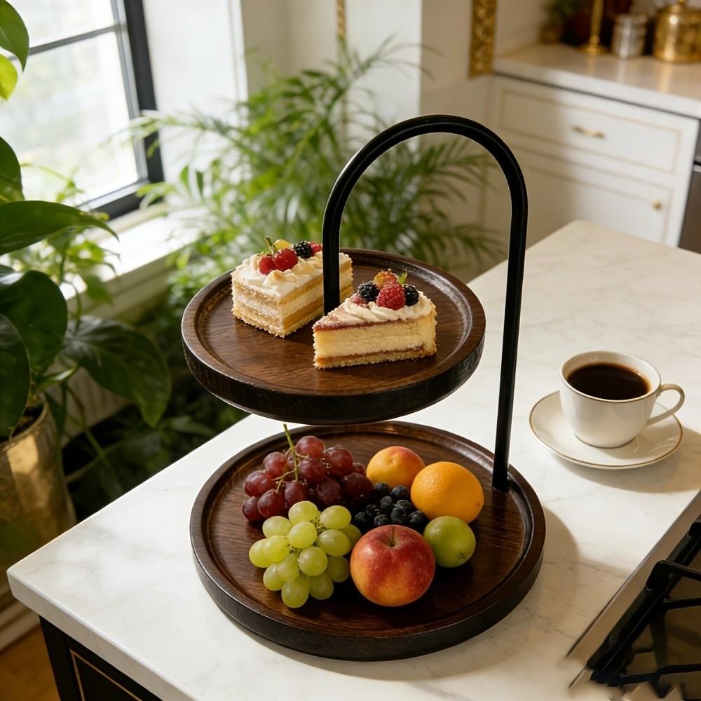 Wooden Key Storage Rack Space Saving Jewelry Display Stand Vintage Two Tier Holder  Coffee Table