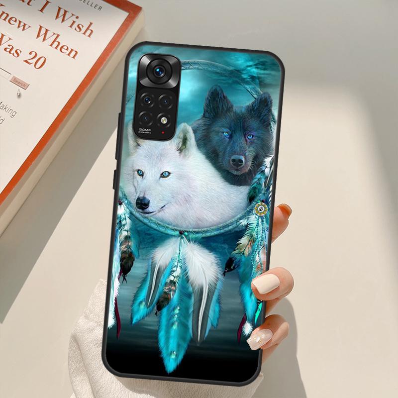 Dream Catcher Feather Wolf Case For Xiaomi Redmi Note 11 10 9 8 Pro Note 11S 10S 9S 8T K50 K40 9A 9C 10A 10C Cover