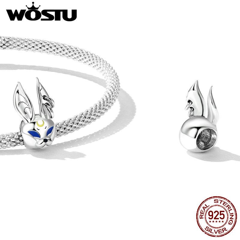 

WOSTU из стерлингового серебра 925 пробы в стиле панк с кроликом и животным, очаровательная бусина для женщин, подходит для оригинального браслета «сделай сам», ювелирные изделия 925 silver