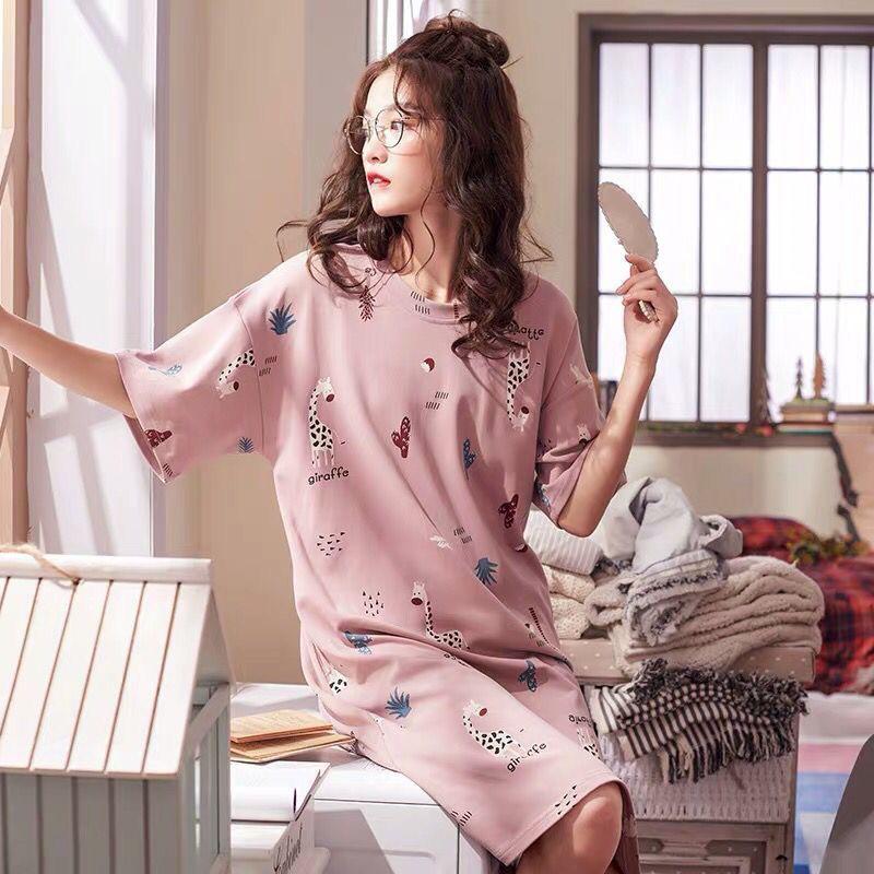 Women's Korean Style Cute Cartoon Maternity Pajamas - Short Sleeve Homewear for Summer
