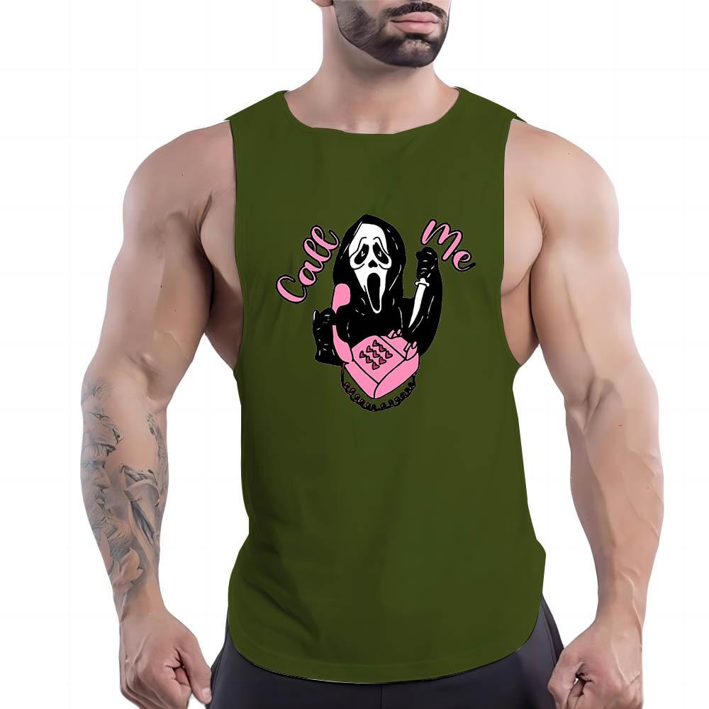 Sommer Herren Fitness Outdoor Sport Rundhalsweste Totenkopfmuster 2D Gedruckt Jugend Trend Atmungsaktives Ärmelloses Shirt