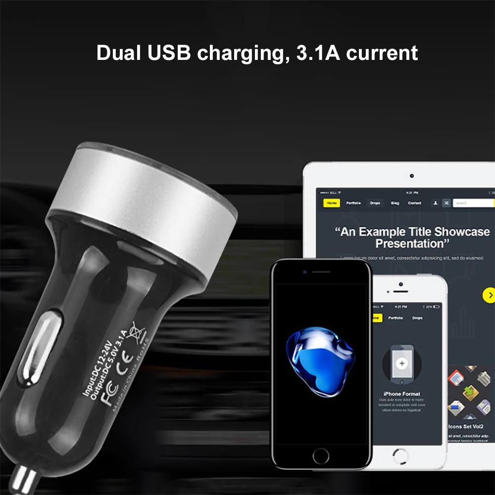 3.1A Dual Usb Car Charger 2 Ports Lcd Display 12V Car Cigarette Socket Lighter Car Phone Charger for Iphone 13 14 Pro Samsung