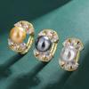 10mm Butterfly Knot Pearl Ring Micro Inlaid Zircon White Shell Imitation Natural Mother Of Adjustable