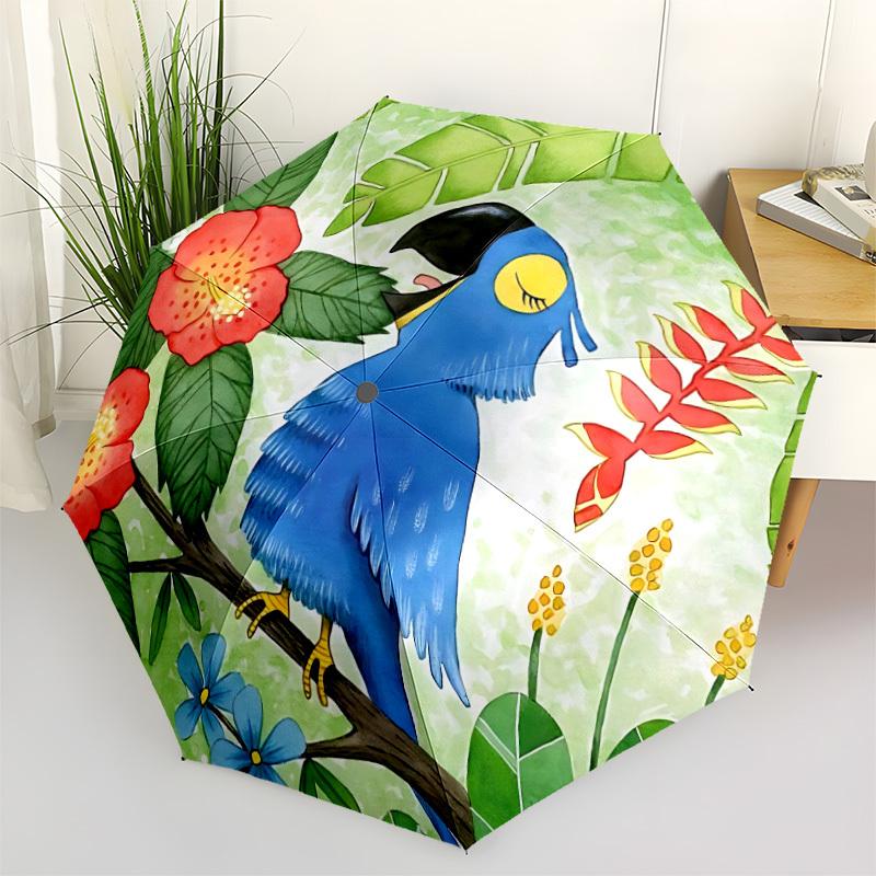 

1pc Parrot Tropical Automatic Open/Close Folding Umbrella - Compact 8-Rib Design, Daily Use, Perfect Gift for Friends & Family yy260327078