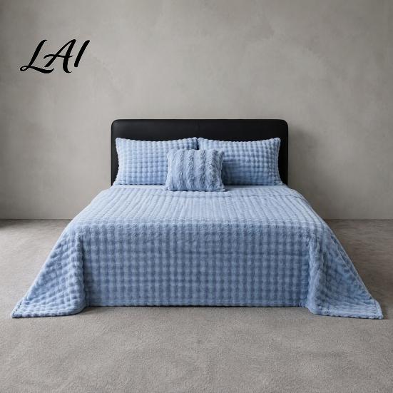 High Density Flannel Throw Soft Plush Blanket 3D Bubble Rabbit Fur Texture Thickened Thermal Comfortable Couch Throw Double-Sided Milk Velvet